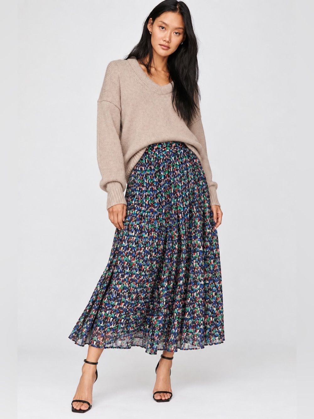 NWT Tuckernuck En Saison Women's Alicia Printed Chiffon Midi Skirt Sz XS